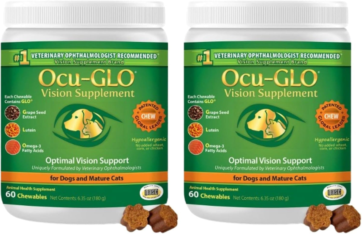 Jar of chewable eye supplement for dogs and cats