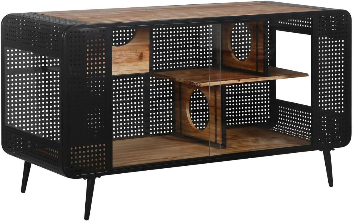 Large fir wood cat house with tempered glass doors and interior shelves