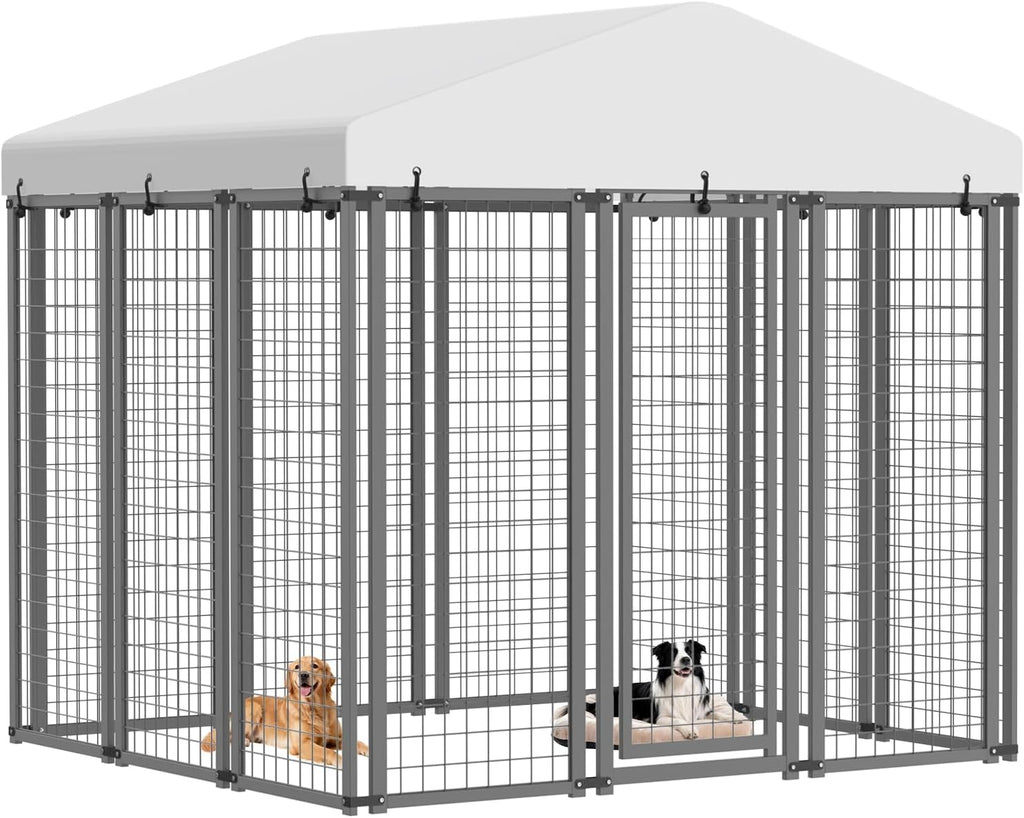 Collapsible galvanized 4 x 4 ft outdoor dog kennel with roof – view 4