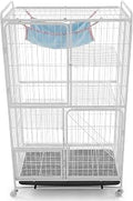 4-Tier Indoor Cat Playpen, Metal Wire Cage, with 360 Degree Wheels