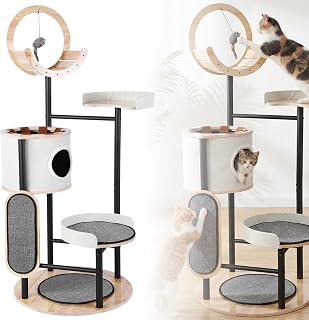 66-Inch Cat Tree with Dangling Ball Platform for Indoor Cats