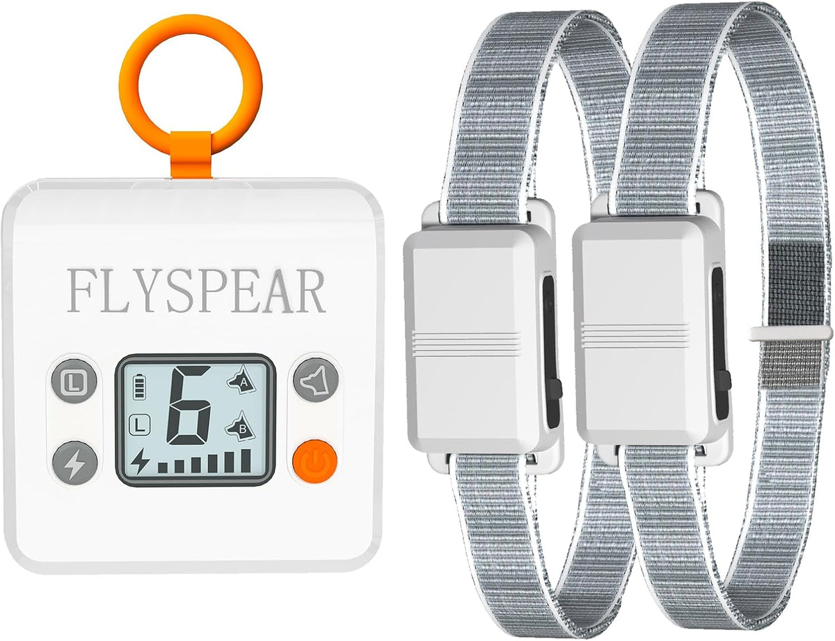 Wireless pet barrier transmitter with hook and two small pet collars