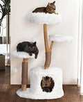 COZIWOW Cloud Cat Tree, 42 Inch Modern Cat Tower with Solid Wood Branches, Top Bed, Side Perch, Large Condo and Scratching