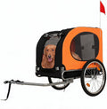 Orange dog bike trailer and jogging stroller with 16 inch tires
