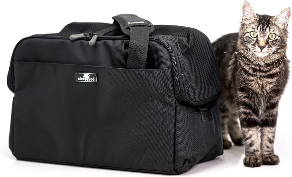 Charcoal gray compact pet carrier for airline travel – view 3