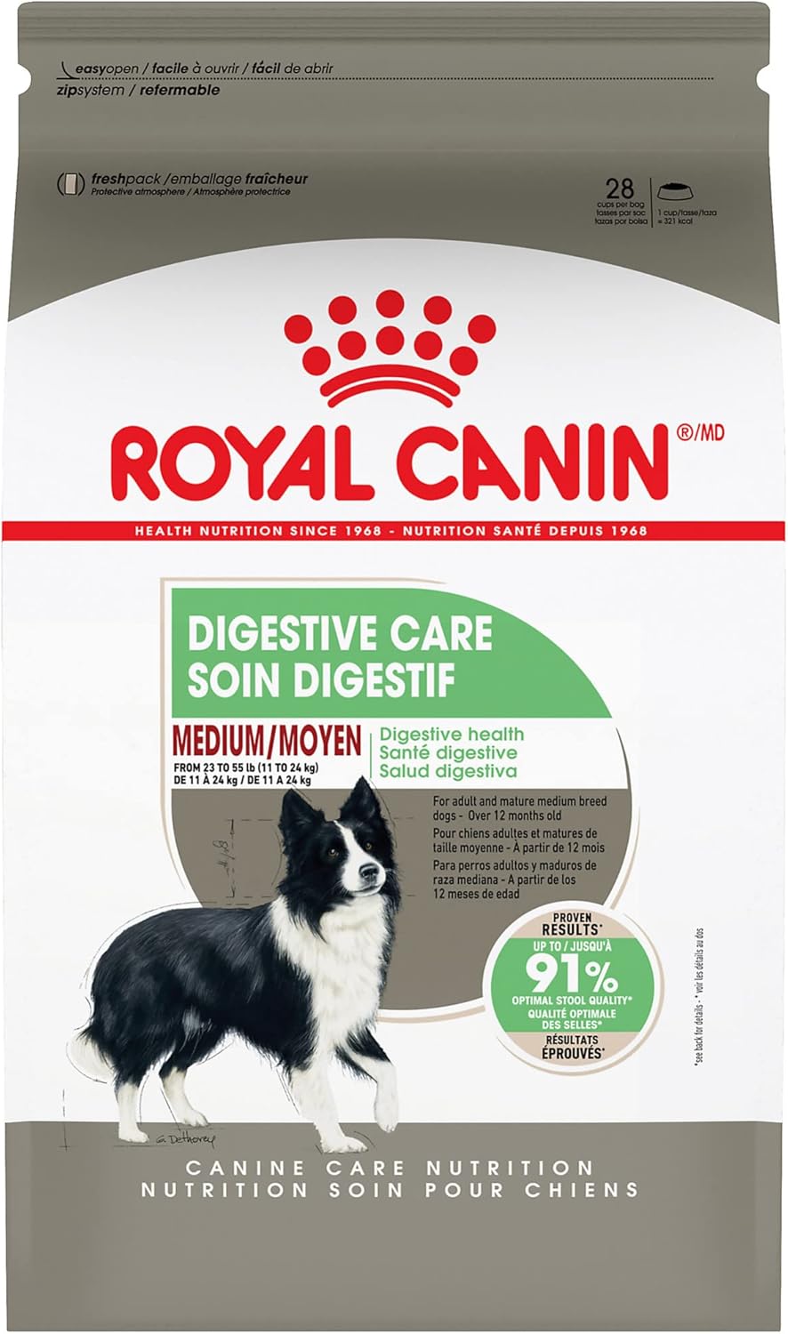 30 lb bag of digestive care dry food for medium adult dogs