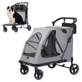Gray extra large dog stroller with open sunshade canopy