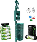 Outdoor dog waste station with bag dispenser and waste can on a post