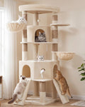 Light gray corner cat tower with diamond hideout and hammocks – view 7