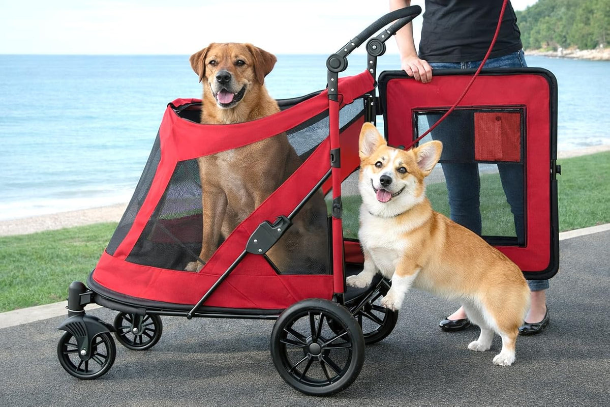 Graphite zipperless pet stroller with dual entry and gel-filled tires – view 7
