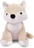 Orange corduroy fox plush dog toy with cotton rope tail