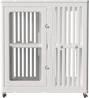 Indoor Cat Cage with Clear Acrylic Door and Wheels, White