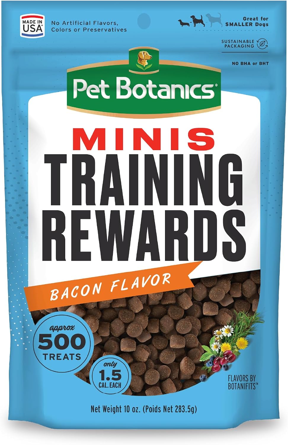 Bag of mini soft and chewy bacon flavor dog training treats
