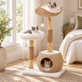 41 inch real wood cat tree with condo, platforms and hanging ball
