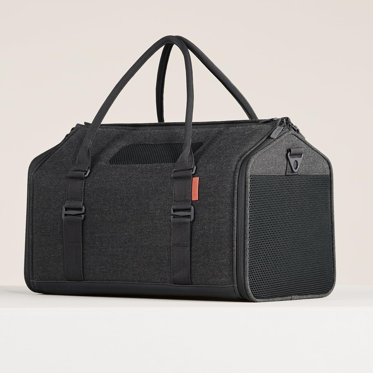 Light sand modern soft-sided cat carrier with shearling interior – view 2