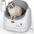 White open-top self-cleaning automatic litter box with app control