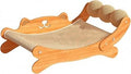 Ergonomic Cat Scratcher with Wood Frame, Space-Saving, Jute Mat and Ball