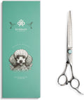 7 inch dog grooming thinning shears with 42-tooth matte steel blade