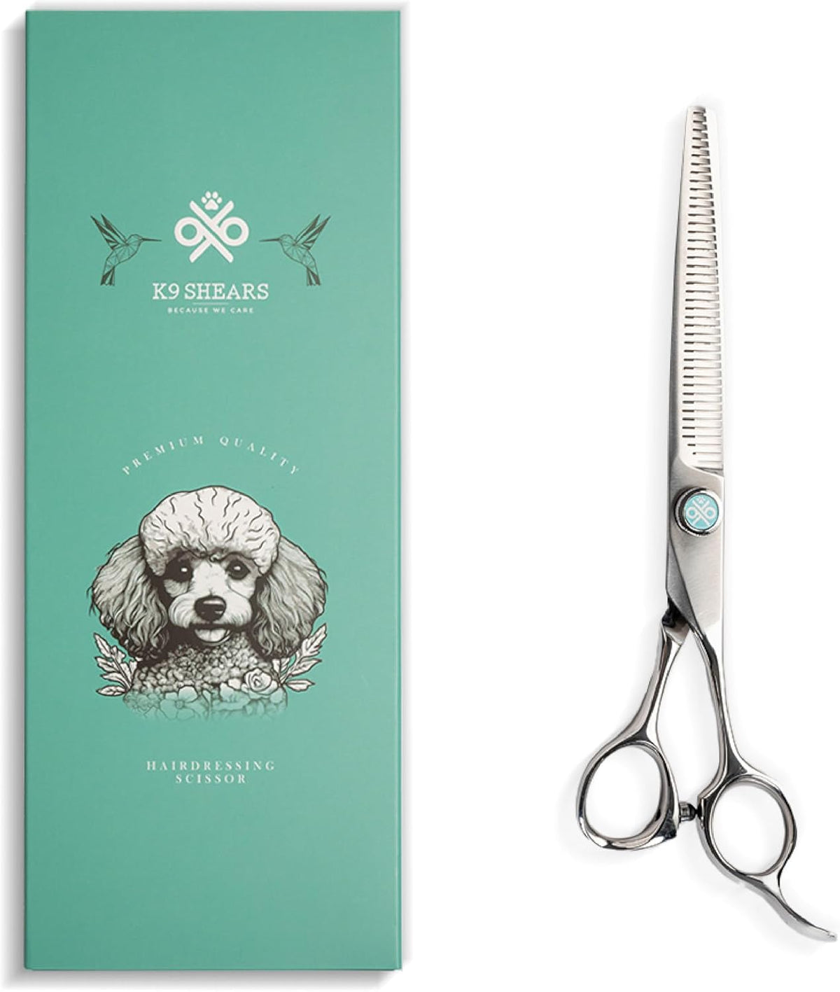 7 inch dog grooming thinning shears with 42-tooth matte steel blade
