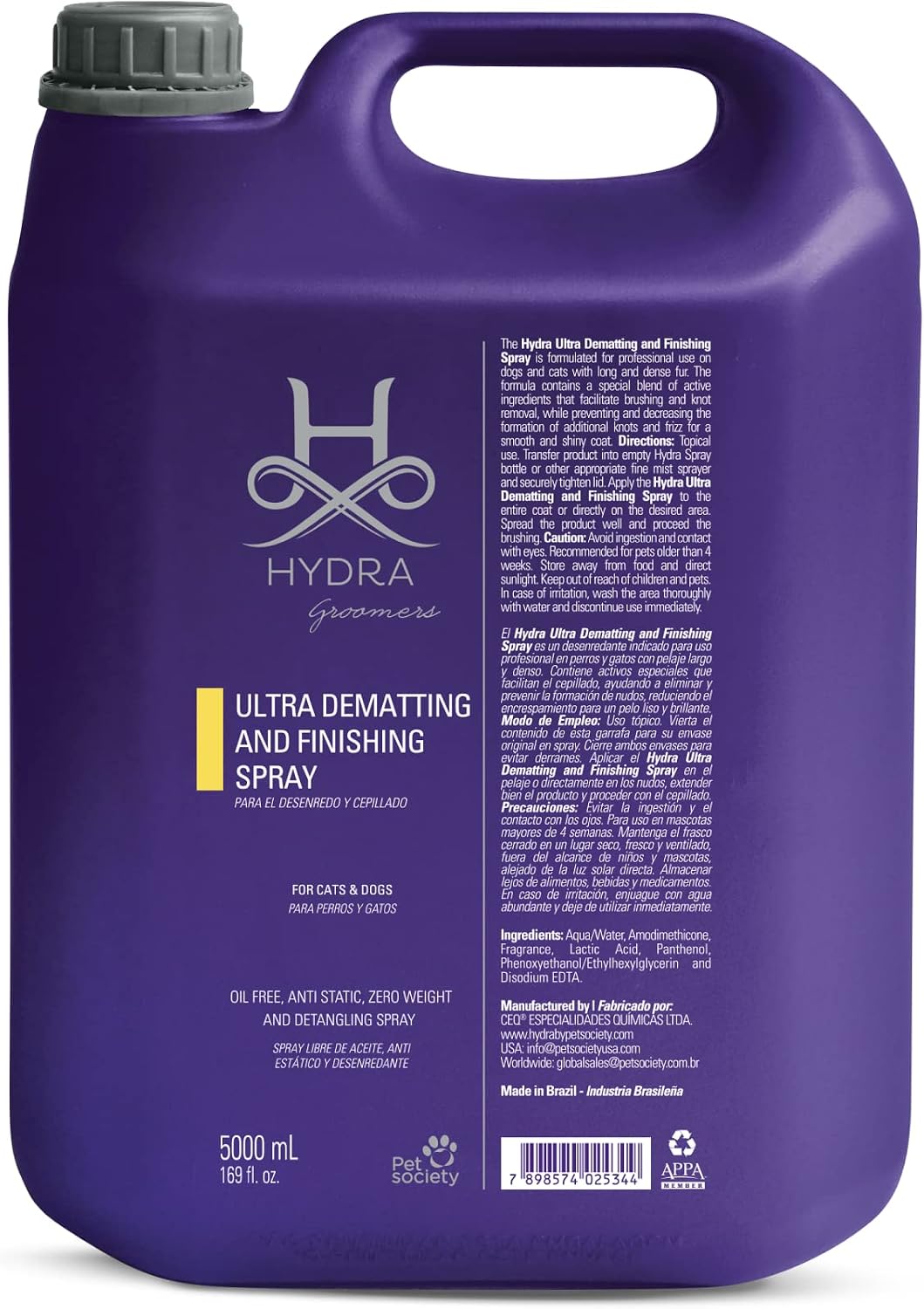 169 fl oz container of dematting and finishing spray for pets
