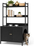 Steel Cat Litter Box Enclosure with Storage Shelves