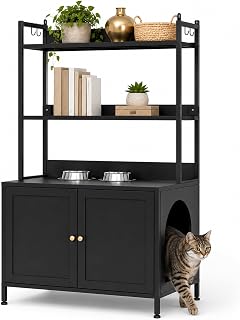 Steel Cat Litter Box Enclosure with Storage Shelves