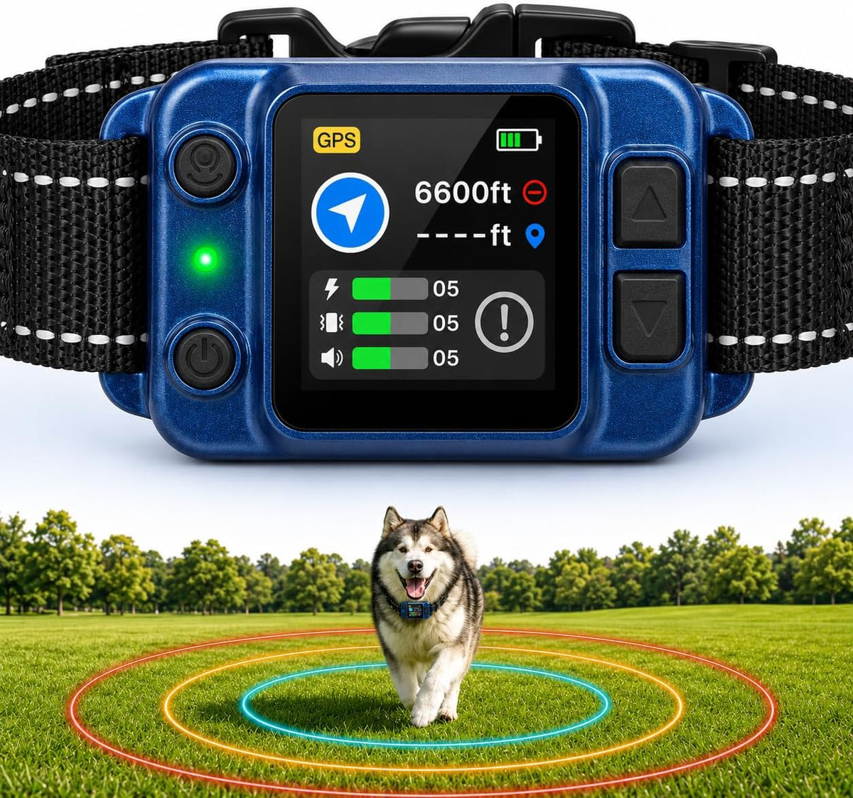 Blue GPS dog fence collars for two dogs with waterproof receivers – view 2