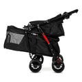 Black two-level double pet stroller with mesh front and canopy – view 2