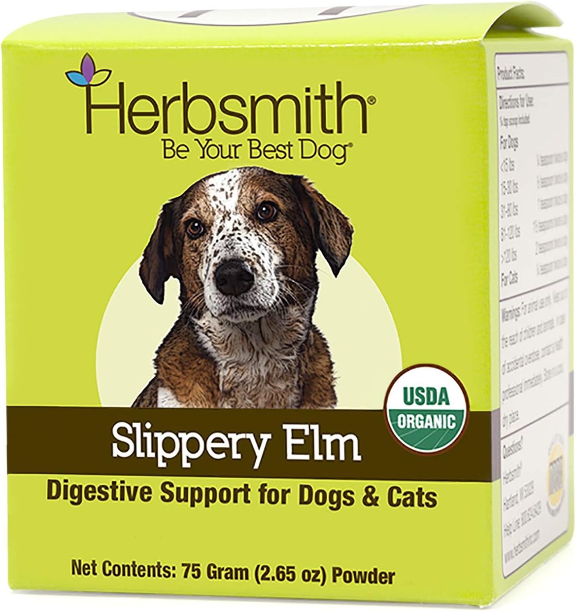 Container of organic slippery elm powder for pets – view 2