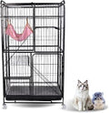 4-Tier Foldable Cat Cage Crate, 53.5 Inches, with Wheels and Tray