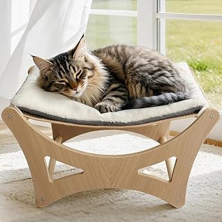 Elevated Cat Hammock Bed with Soft Cushion and Sisal Scratching Mat, 22 x 17.7 Inch