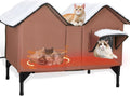 Extra large heated outdoor cat shelter with two doors