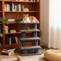 Multi-Level Carpeted Cat Scratching Post with Pet Stairs