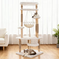 Tall 70 inch natural solid wood multi-level cat tree