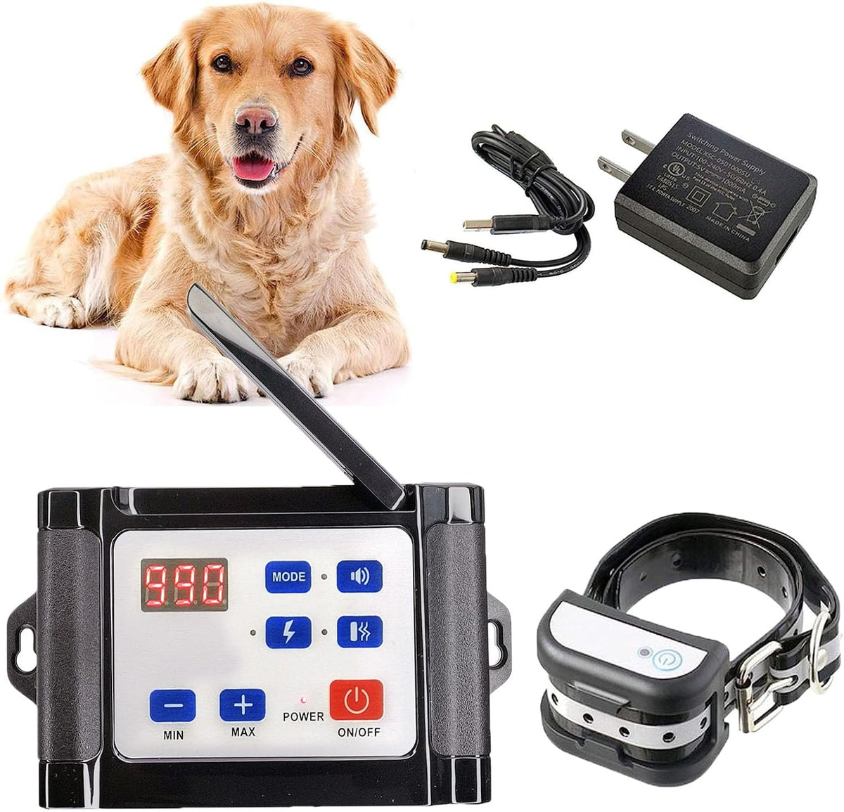 Wireless dog fence transmitter with waterproof receiver collars for multiple dogs – view 2