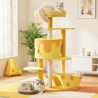 Happy & Polly Cat Tree, 53.2 x 22.4 x 18.1 Inches, Wood and Sisal, Floor Mount