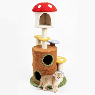 Mushroom Cat Tree with Large Condo and Multi-Level Platforms