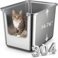 Stainless steel cat litter box with high sides