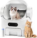 Automatic Self-Cleaning Open-Top Litter Box for Multiple Cats, White