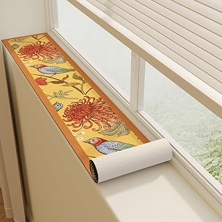 Floral Print Window Sill Cushion Mat, Thin and Easy to Cut, 100 x 25 cm