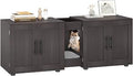 Double Compartment Cat Litter Box Enclosure for 2 Cats, Walnut