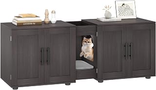 Double Compartment Cat Litter Box Enclosure for 2 Cats, Walnut