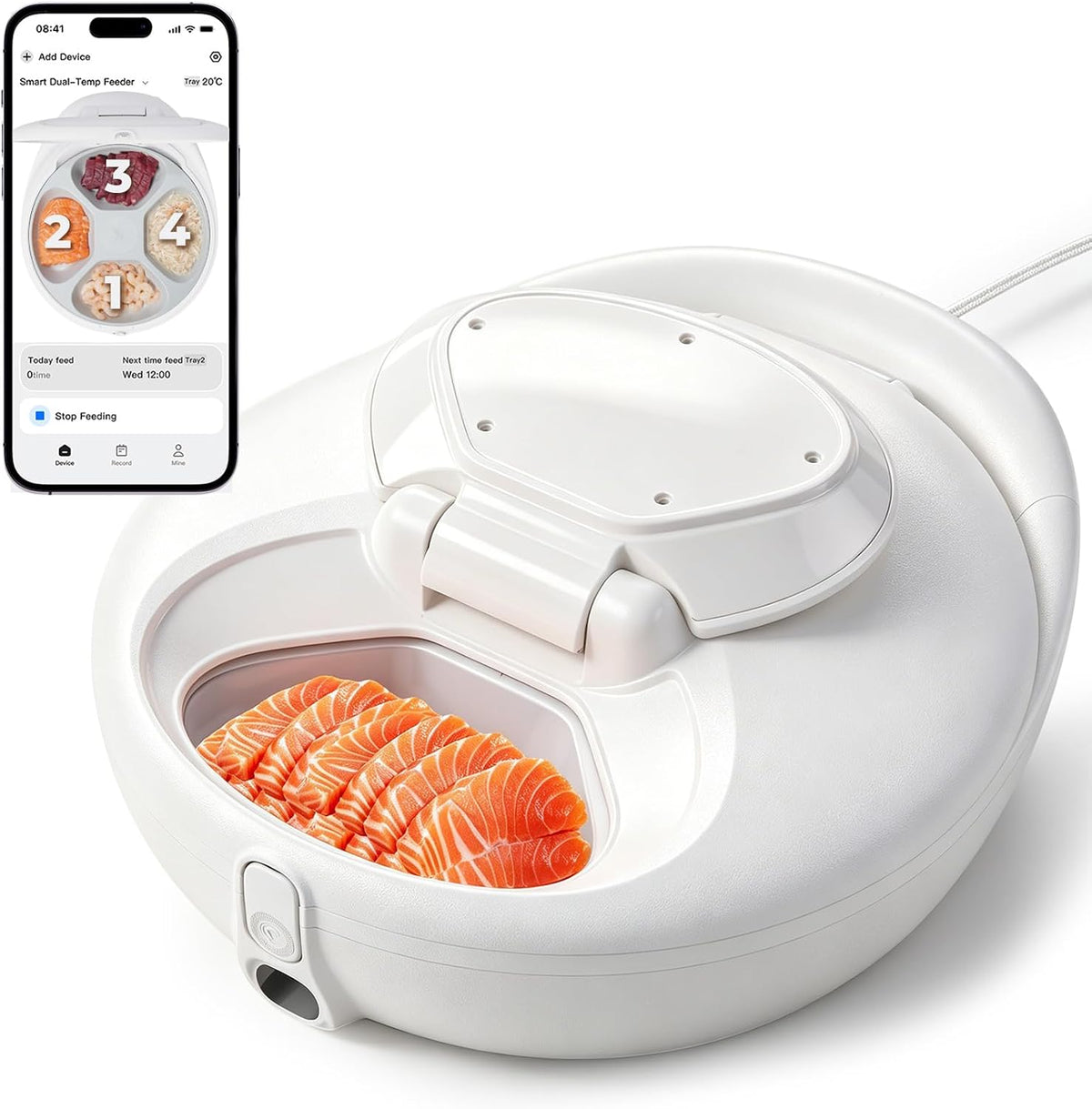Off-white refrigerated automatic wet food cat feeder – view 4