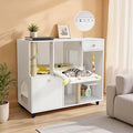 41 Inch Large Cat Villa, Double Cat Litter Box Enclosure with Scratching Post and Power Outlet, Dog-Proof, White