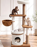 52 inch corduroy cat tree with wide base, bamboo condo and top perch – view 3