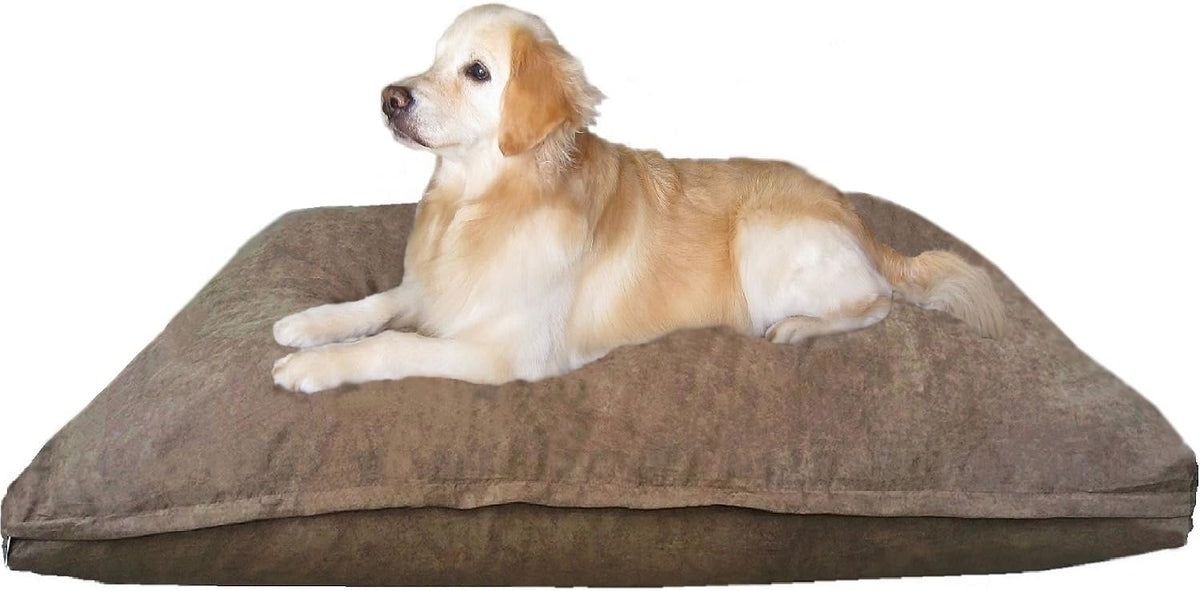 Brown jumbo shredded memory foam pillow dog bed, 55 by 47 inches