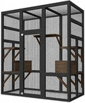 Garvee 70" Catio Outdoor Cat Enclosure, Wooden Patio Cat House, Black