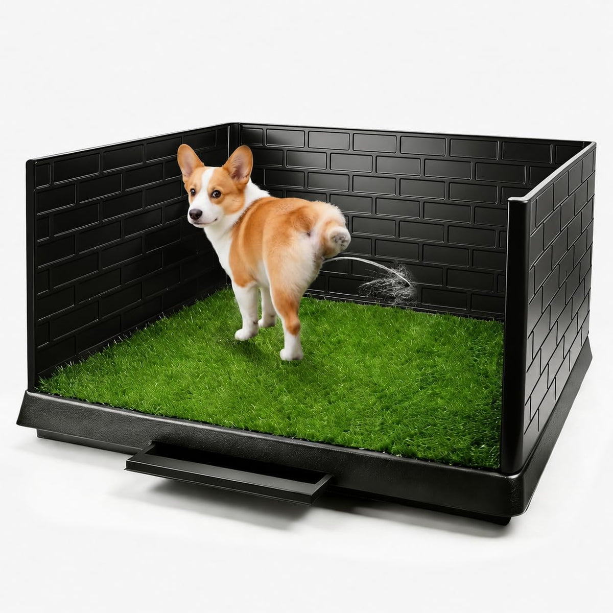 Indoor dog grass potty pad with tray and pull-out drawer