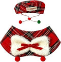 Plaid Beret Hat and Bib Set for Cats and Dogs, Vintage Photo Prop
