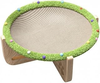 Elevated Cat Bed with Wooden Frame, Oval, Large